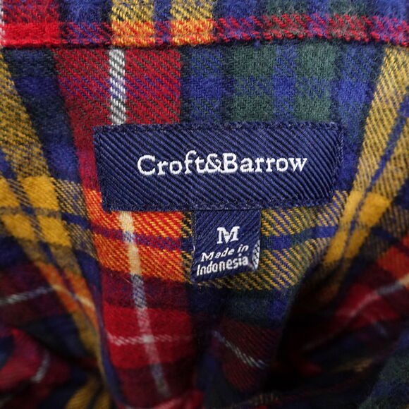 CROFT & BARROW LONG SLEEVE PLAID FLANNEL BUTTON UP SHIRT MENS SZ M **READ** - Picture 6 of 8